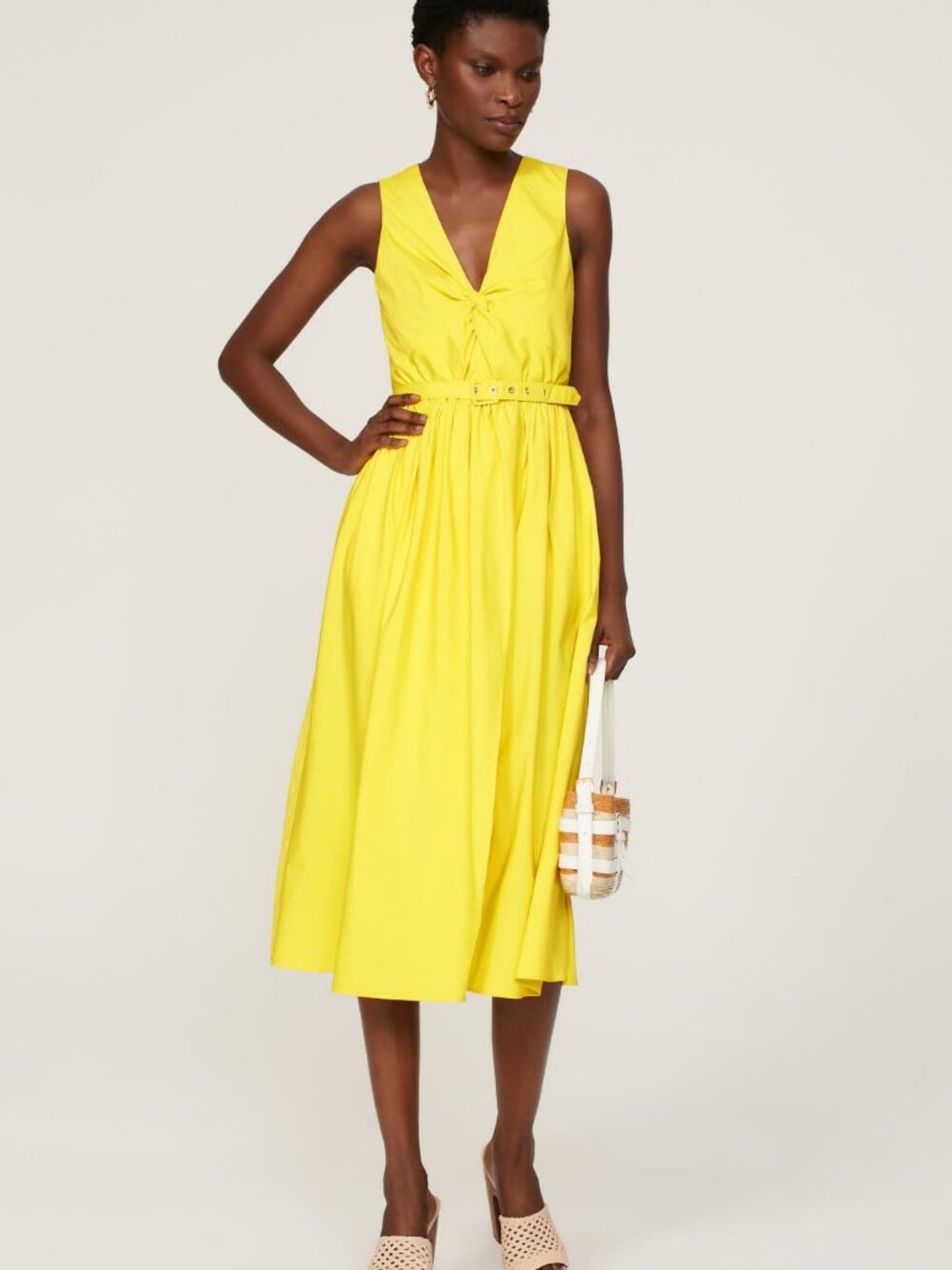 TOCCIN Twist Front Dress Lemon Yellow
